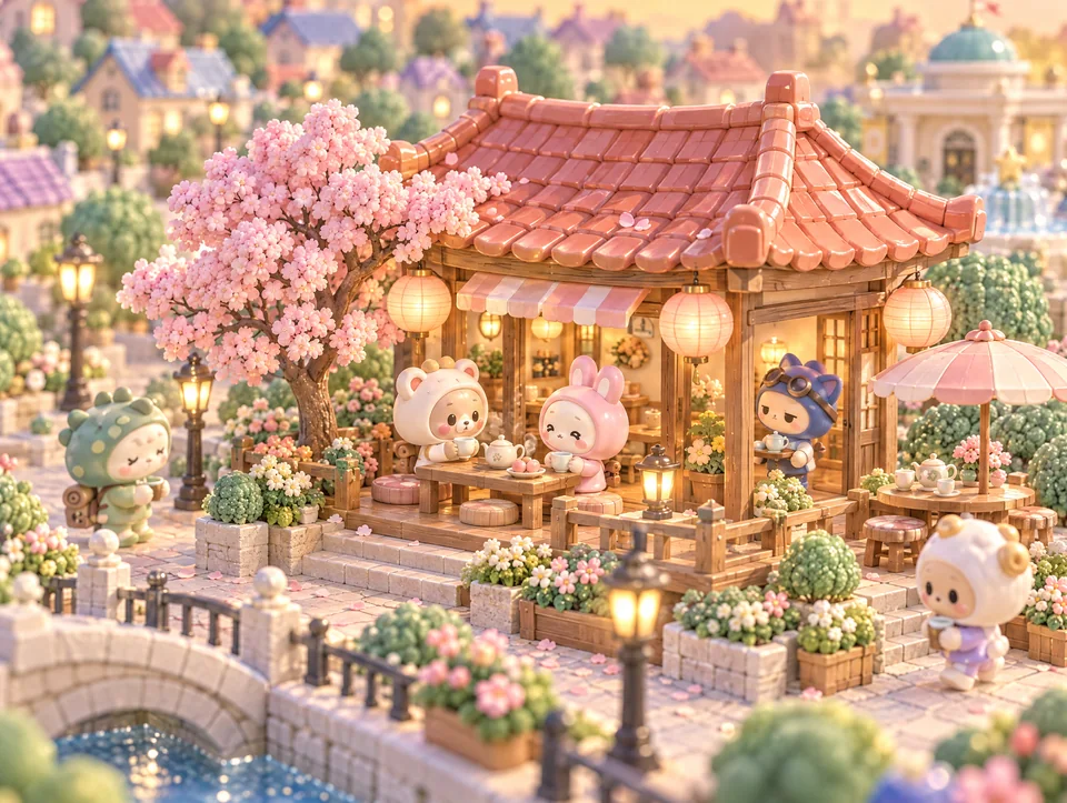茶屋, painted